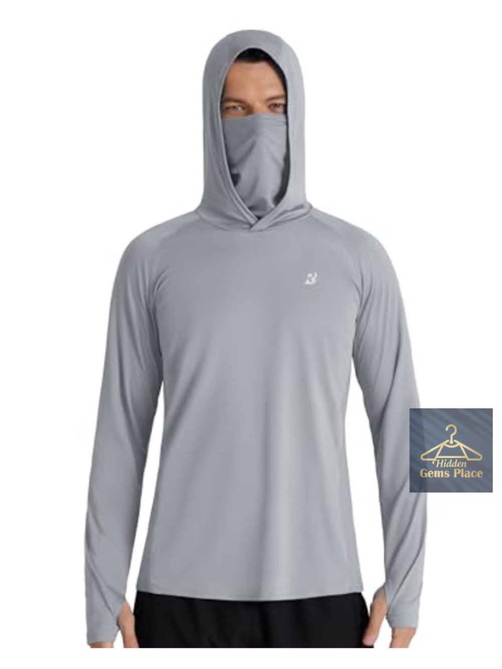 Men's UPF 50+ Hooded Fishing Shirt Long Sleeve Sun Protection Rash Guard with